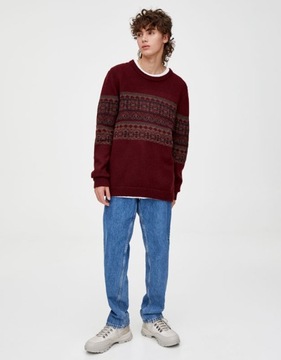 PULL & BEAR BORDOWY SWETER WZÓR (XS)