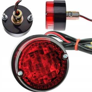 MOTOCYKL LAMPA TYLNA LED MOTOR UNIWERSALNA OKRĄGŁA CZERWONA