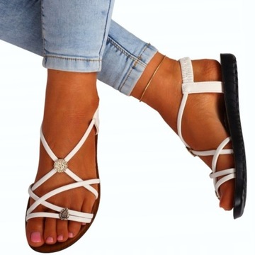 SANDAŁY DAMSKIE ELEGANCKIE NA LATO PŁASKI SPÓD