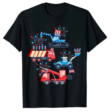 Koszulka Happy 4th of July Crane Truck Construction Toddler T-Shirt