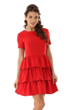 Sukienka z falbankami elegancka, oversize M