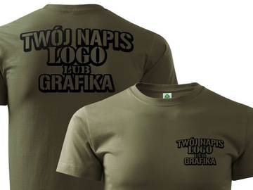 Zielona koszulka wojskowa + WŁASNE LOGO - GRAFIKA