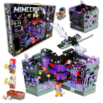 KLOCKI Minecraft MYWORLD ATAK SMOKA NA FIOLETOWĄ FORTECĘ LED 511 el.