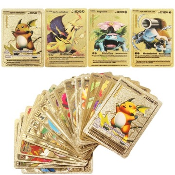 POKEMON ZŁOTE 59 szt Vmax Gx SUPER MOC KARTY KOLEKCJA GOLD MIĘKKIE