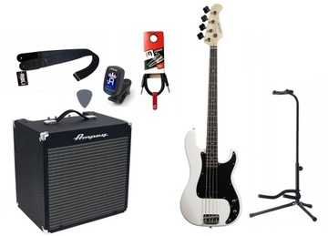 GITARA BASOWA + WZMACNIACZ 30W KABEL ZESTAW