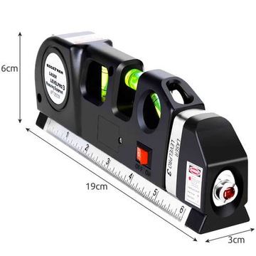 Poziomica Laserowa z Miarką 250cm Laser Krzyżowy Prezent na Dzień Ojca Taty
