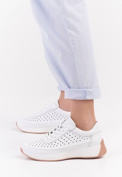 ТУФЛИ ЖЕНСКИЕ SERGIO LEONE, БЕЛЫЕ, АЖУР, SP013, НАТУРАЛЬНАЯ КОЖА, размер 38