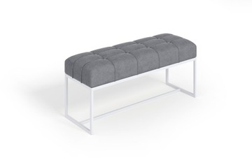 Ławka pufa tapicerowana loft metal PIK stelaż biały 100x30x44