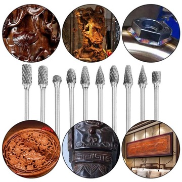 КОНЦЕВЫЕ ФРЕЗЫ ПО МЕТАЛЛУ, 10 ШТ, КАРБИД ВОЛЬФРАМА, ЦЕНТРИРОВАННЫЙ ТВЕРДЫЙ КАРБИД