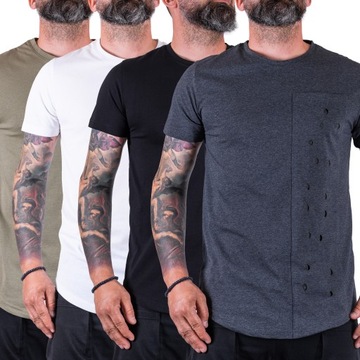 Khaki T-SHIRT dziurkowany IKENE r. M