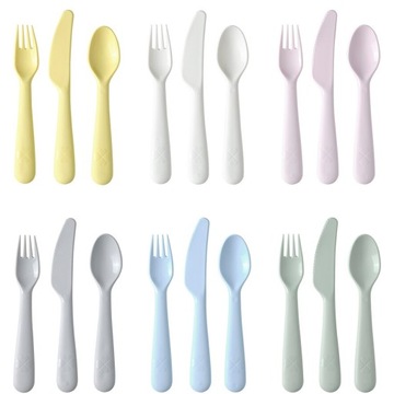 IKEA ZESTAW PASTELOWYCH SZTUĆCÓW DLA DZIECI 18SZT
