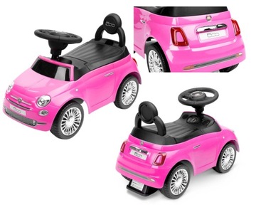 Pojazd JEŹDZIK FIAT 500 PINK dla dziewczynki dźwięki schowek różowy