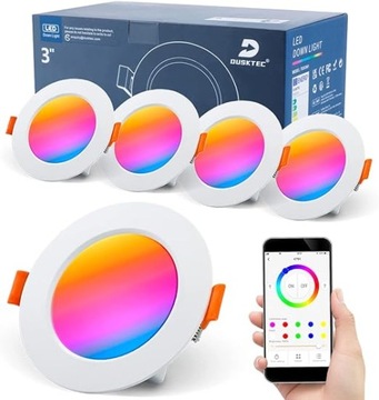 Oczko wpuszczane LED reflektor sufitowy 7W 600lm 5000K IP44 RGB 4szt