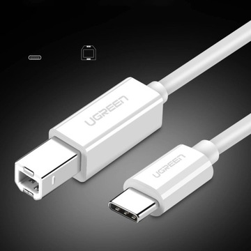 Кабель Ugreen для принтера USB-C - USB-B 480Мб/с 1м белый (US241)