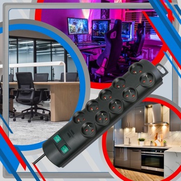 РАЗЪЕМ С ЗАЩИТОЙ 10 РОЗЕТОК