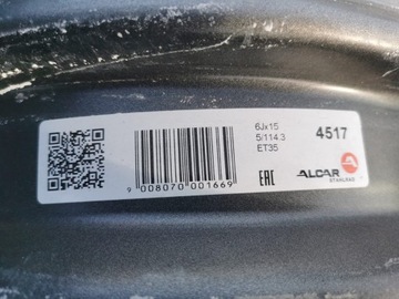 4× DISK OCELOVÝ ALCAR STAHLRAD 6.0" X 15" 5X114.3 ET 35