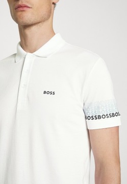 Męska koszulka polo BOSS biała rozmiar XL bawełniana