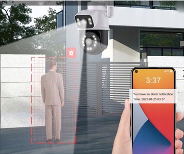 ВНЕШНЯЯ ВРАЩАЮЩАЯСЯ IP-КАМЕРА ДВОЙНАЯ УЛЬТРА-КАМЕРА 6 Мп WIFI 4xZOOM ИК две линзы