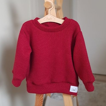 sweterek dla dziecka wysoka jakość, bordo, handmade, niemowlecy 68