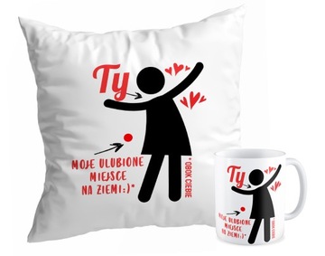 Zestaw PODUSZKA + KUBEK WALENTYNKI Obok Ciebie
