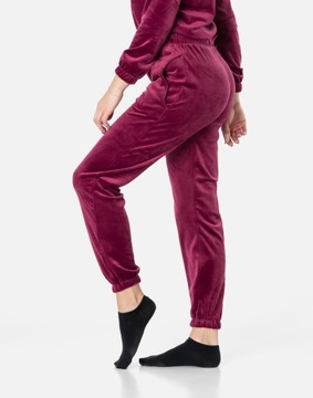 Komplet Dresowy Dres Sportowy Welurowy Damski Spodnie Bluza 3702-1 XL bordo