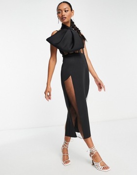 LUX Czarna ołówkowa sukienka gorset S