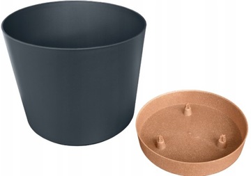 ЦВЕТОЧНЫЙ ГОРШОК АНТРАЦИТОВЫЙ 11см с крышкой и подставкой CLIC+DROP SYSTEM POLISH PRODUCT