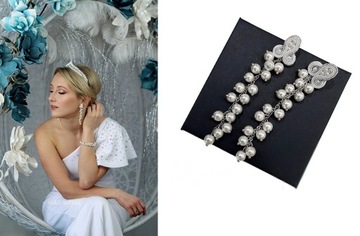 СВАДЕБНЫЕ СЕРЬГИ длинные сутажные жемчужины цвета слоновой кости 9