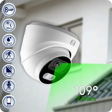 МАГАЗИН МОНИТОРИНГ 4 камеры POE 4K UHD 8MPx Купольные ОБНАРУЖЕНИЕ, ЗАПИСЬ ЗВУКА