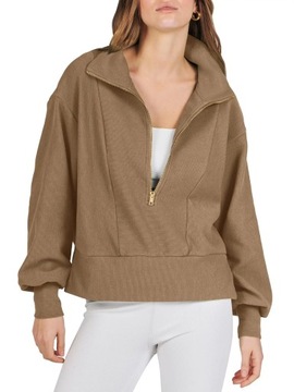 Pullover Retro Zipper Long Sleeve Loose Fitting Au