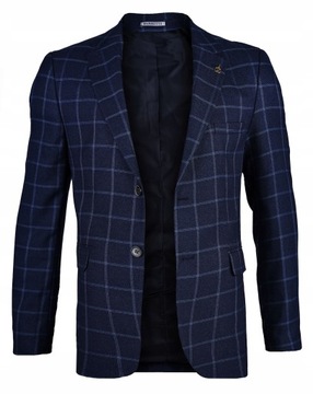 Marynarka męska elegancka casual wizytowa ciemny granat kratka 3378 52