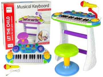 Organy Keyboard Krzesełko Mikrofon Niebieski