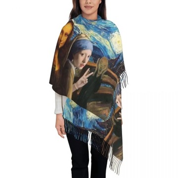 Customized Print Vincent Van Gogh Painting Collage Scarf Women Men Winter F