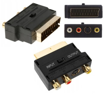 ЕВРО-АДАПТЕР SCART 3x RCA 1x ПЕРЕКЛЮЧАТЕЛЬ SVHS