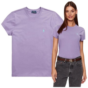 t-shirt damski polo ralph lauren premium koszulka damska fioletowa logo