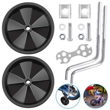 БОКОВЫЕ КОЛЕСА ВЕЛОСИПЕДА ОПОРНЫЕ КОЛЕСА 12–20, РЕГУЛИРУЕМАЯ ВЫСОТА, ЧЕРНЫЕ