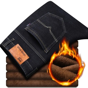 Men Thermal Jeans Winter Snow Warm Plush Stretch J