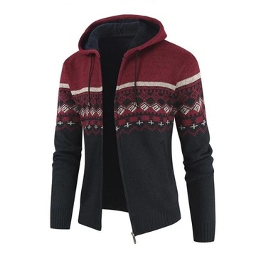 Fashion Autumn Winter Men's Hooded Cardigan Slim F