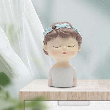 Elegancka figurka dziecka z wiankiem, statua rękodzieła z żywicy, mikro