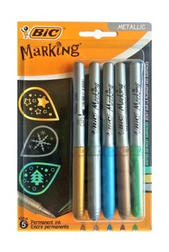 НАБОР МАРКИРОВКИ BIC МЕТАЛЛИЧЕСКИЙ МАРКЕР ПЕРМАНЕНТНАЯ СПИРТОВАЯ РУЧКА x5