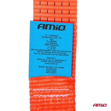 PAS TRANSPORTOWY 5T/50MM/6M PASY TRANSPORTOWE 6M NORMA EN 12195-2 AMIO