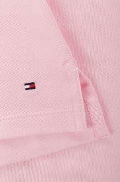 TOMMY HILFIGER Różowa POLÓWKA bluzka haft różowy pudrowy róż gofer L