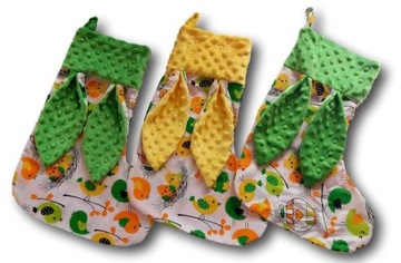 Каминный носок, пасхальный подарок, зайчик с заячьими ушками.