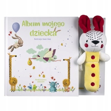 Album mojego dziecka z grzechotką maskotką miś
