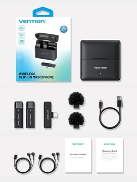 Комплект беспроводных петличных микрофонов Vention, 2 шт., с чехлом для зарядки