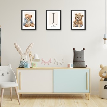 PLAKATY OBRAZKI DO POKOJU CHŁOPCA MISIE IMIĘ ZESTAW PLAKATÓW A3 30 X 40 CM