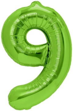 BALON CYFRA 9 DZIEWIĘĆ ZIELEŃ PIKSELE URODZINY 1M