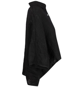 Oversizowa koszula lniana tapezowa luźna LAILA (Czarny)