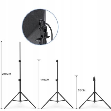 STOJAK STUDYJNY STATYW OŚWIETLENIOWY STUDIO FOTO DO LAMPY LED SOFTBOX 210CM