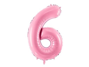 Balon foliowy Cyfra ''6'', 86cm, różowy Party Deco